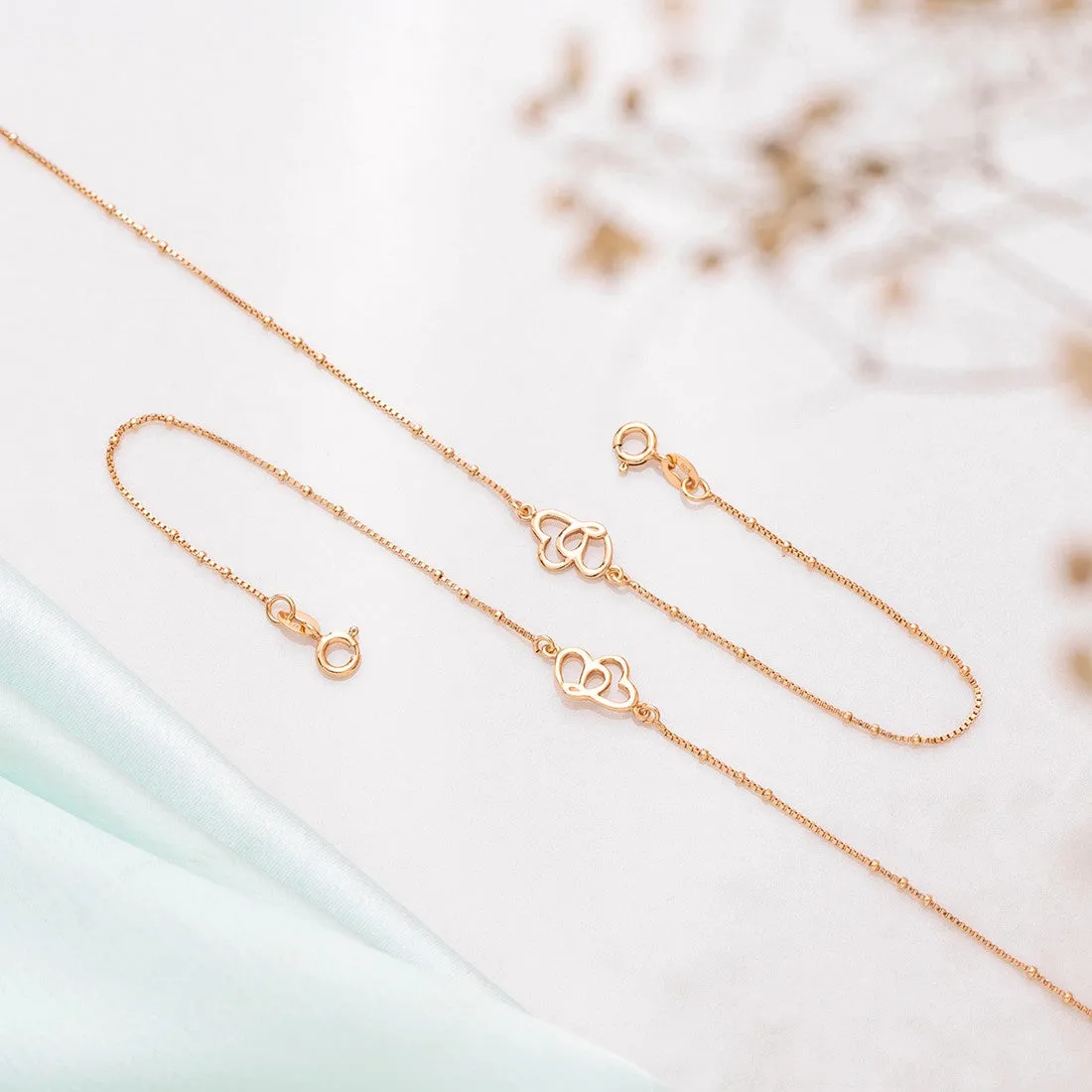 Hearts Rose-Gold plated 925 Anklet