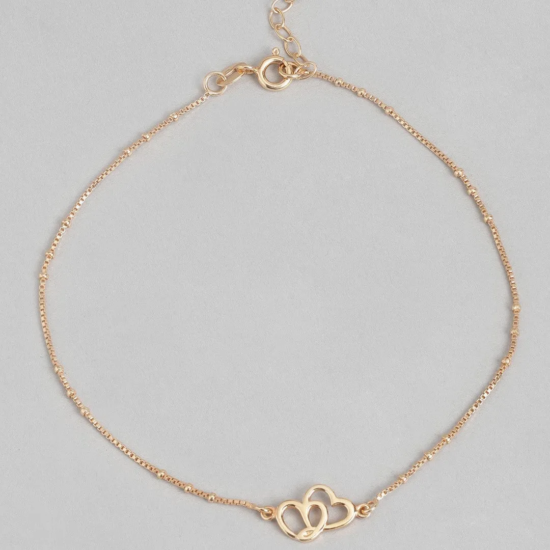 Hearts Rose-Gold plated 925 Anklet