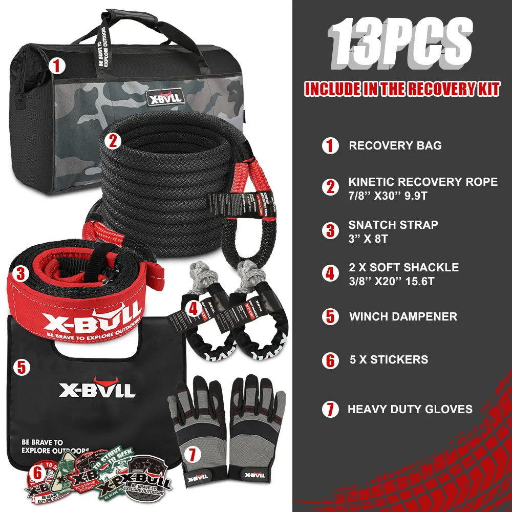 Heavy-Duty 7/8"x30' Recovery Rope Kit   Soft Shackles