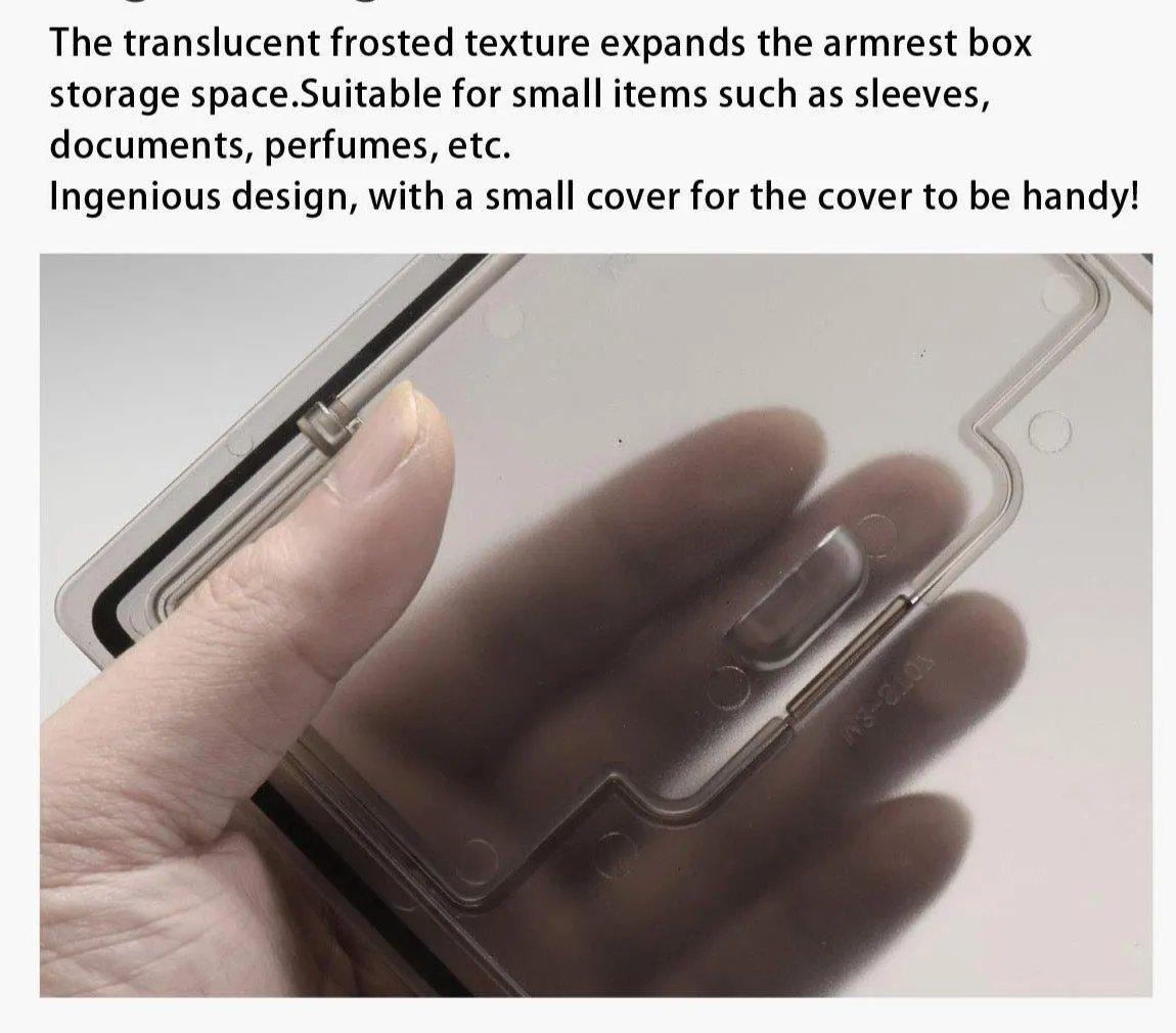 Hidden Transparent Armrest Storage Box for Tesla Model 3