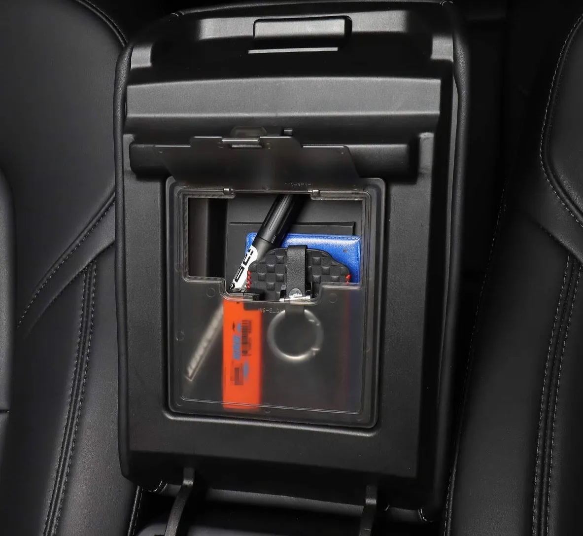 Hidden Transparent Armrest Storage Box for Tesla Model 3