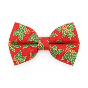 Holiday Cat Bow Tie - "Crimson Berry" - Christmas Red Holly Bow Tie for Cat / Berries / Cat   Small Dog Bowtie