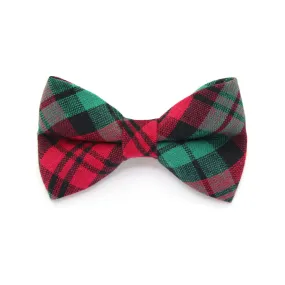 Holiday Pet Bow Tie - "Fireside" - Red & Green Plaid Bowtie for Pet Collar / Christmas / For Cats   Small Dogs / Removable (One Size)