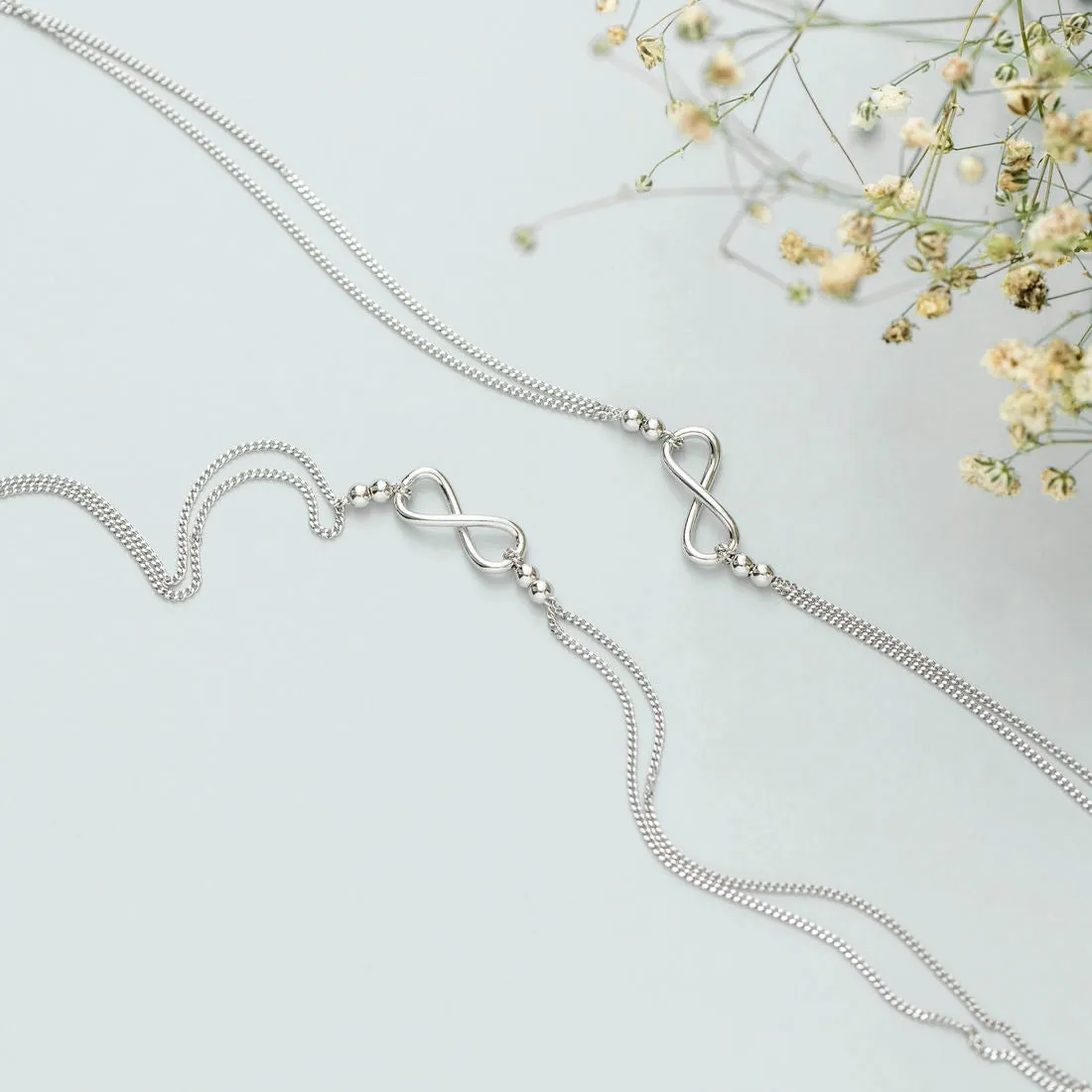 Infinity Dual Chain 925 Sterling Silver Anklet