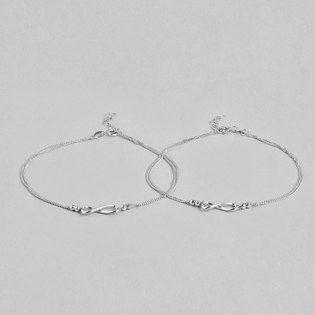 Infinity Dual Chain 925 Sterling Silver Anklet