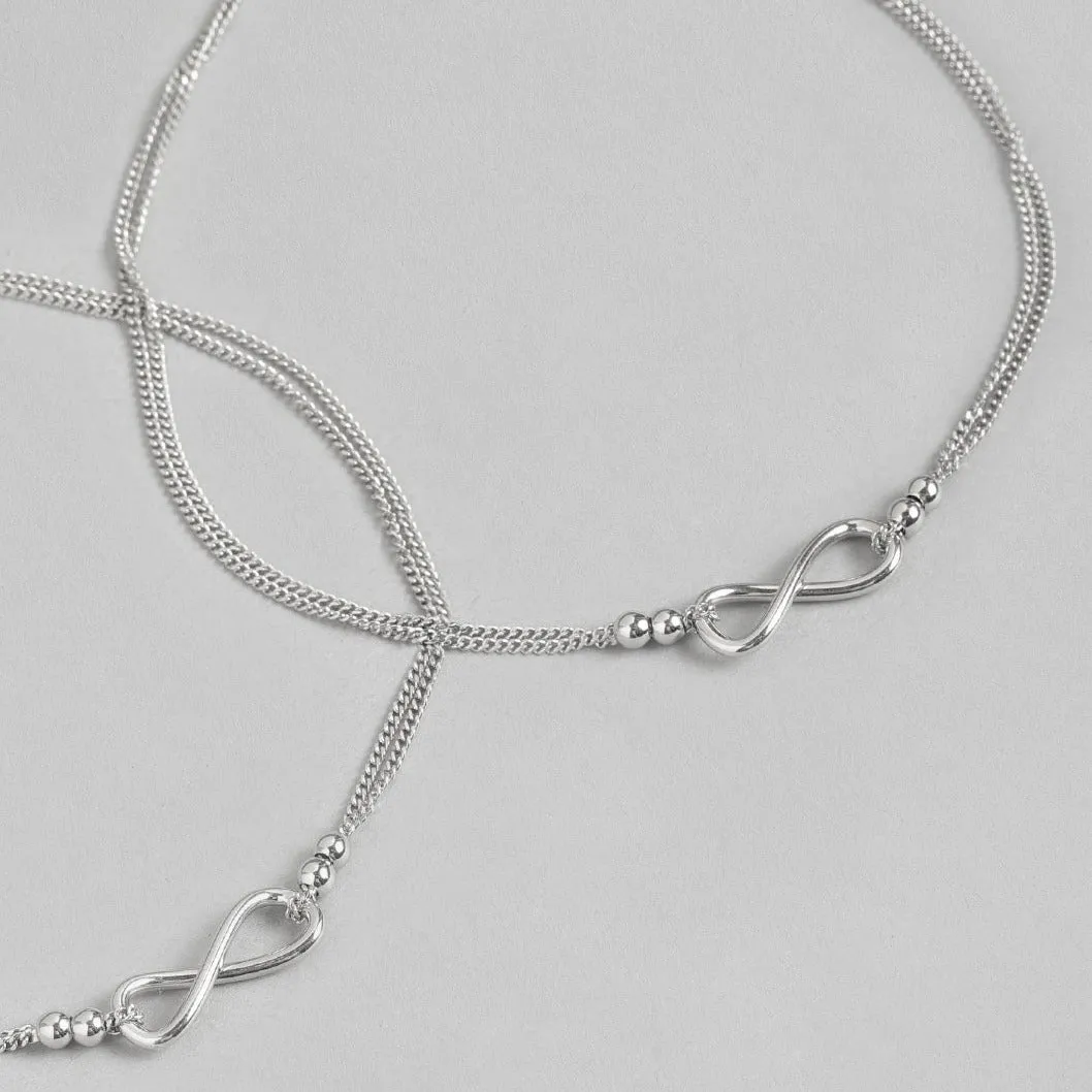 Infinity Dual Chain 925 Sterling Silver Anklet
