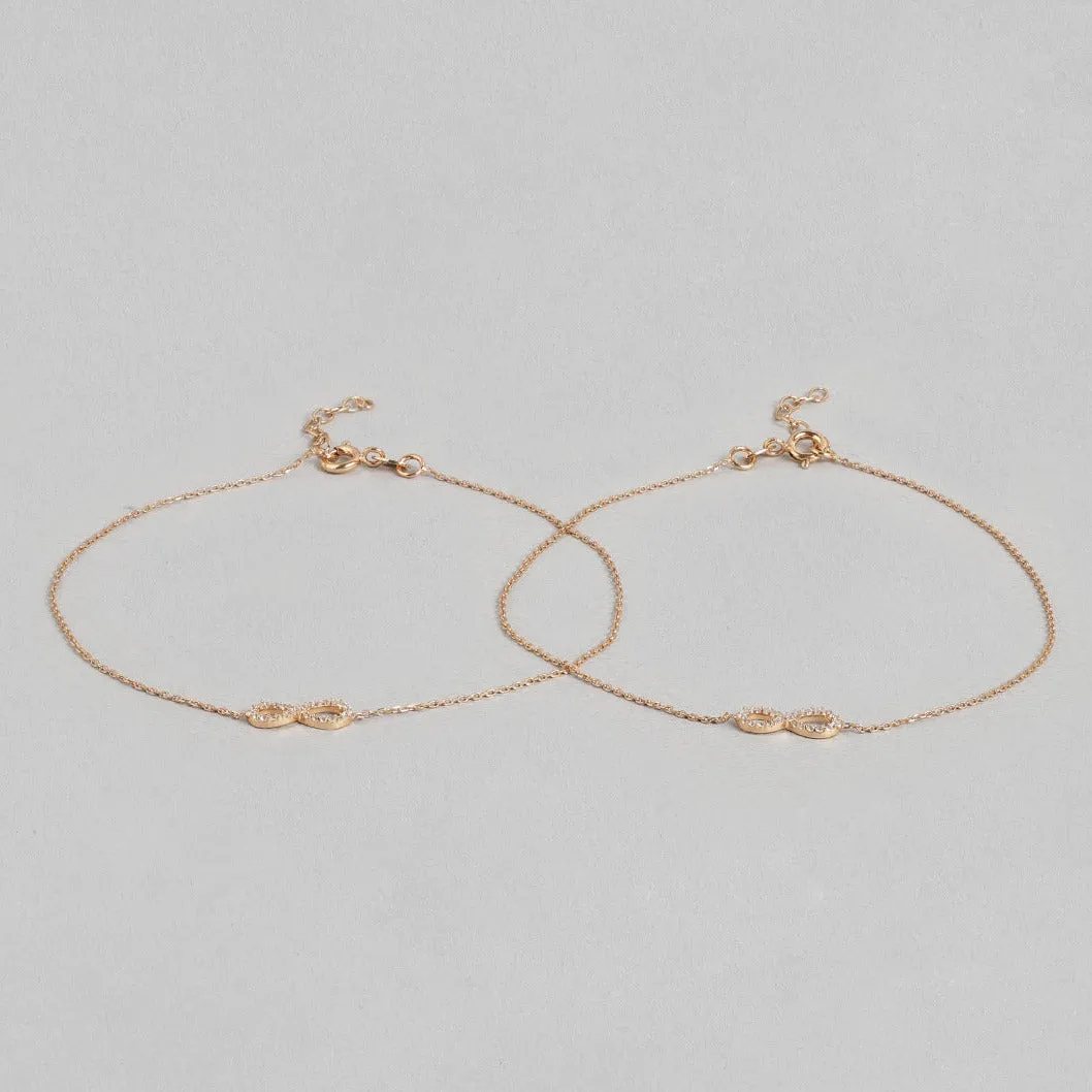 Infinity Rose Gold Plated CZ 925 Sterling Silver Anklet