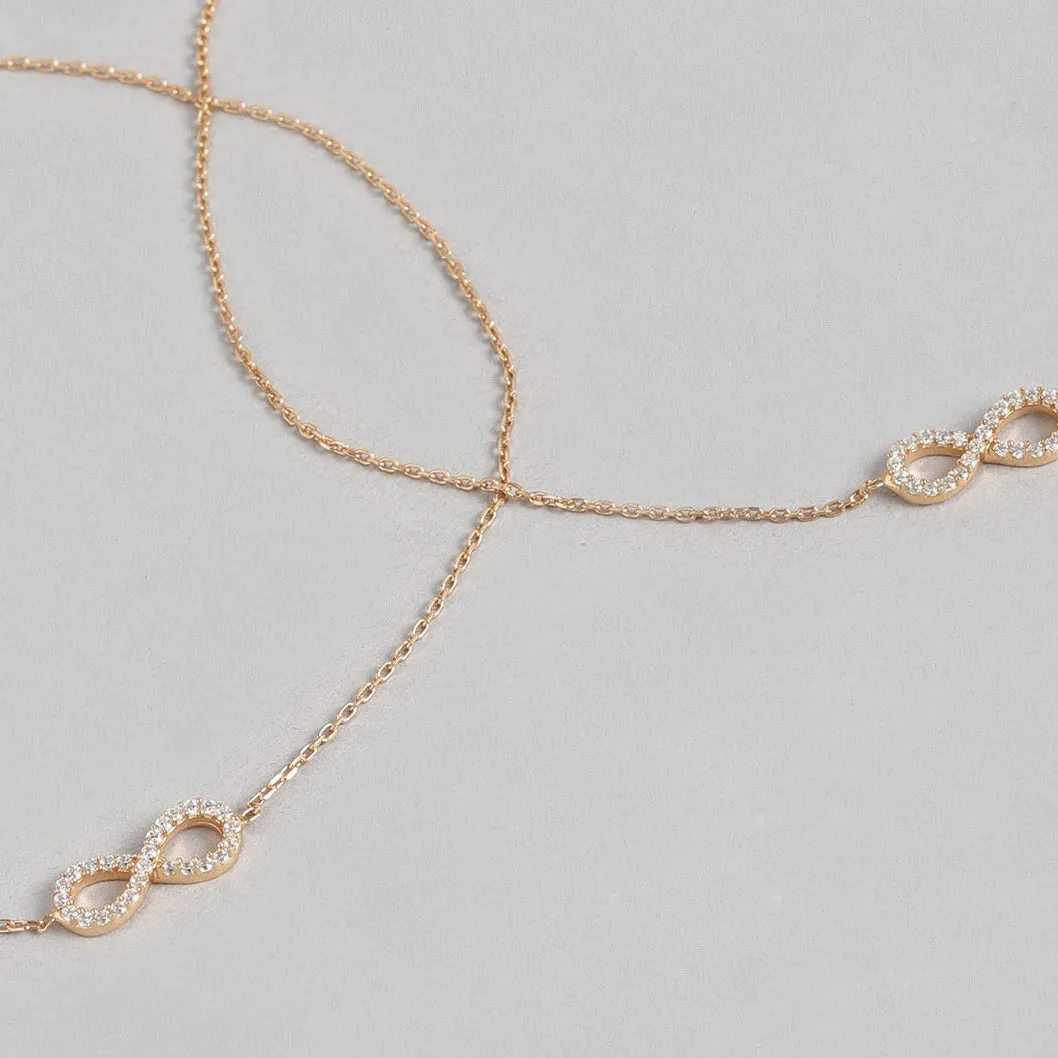 Infinity Rose Gold Plated CZ 925 Sterling Silver Anklet