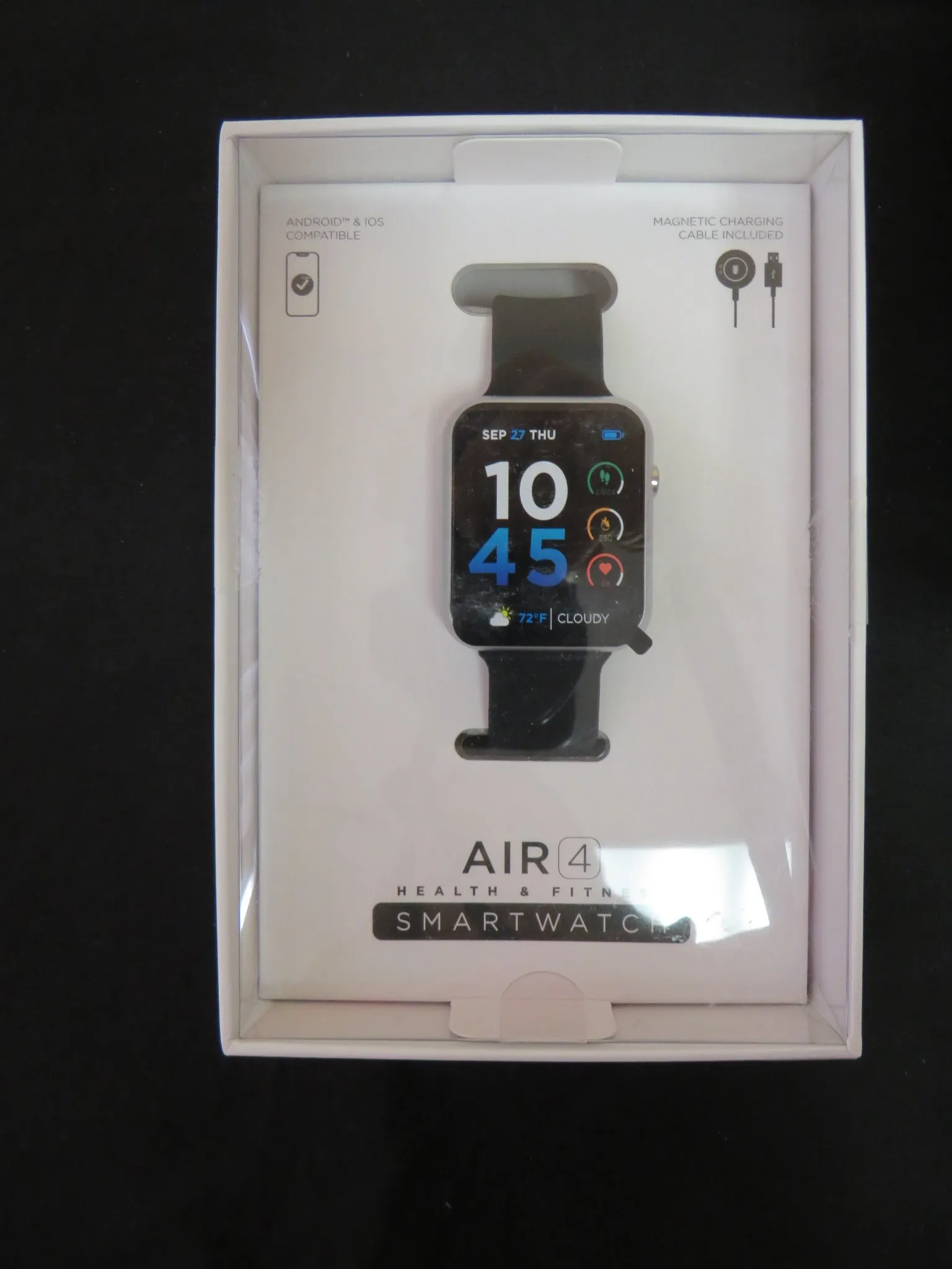 iTouch Air 4 Unisex Black Silicone Strap Smartwatch 46mm