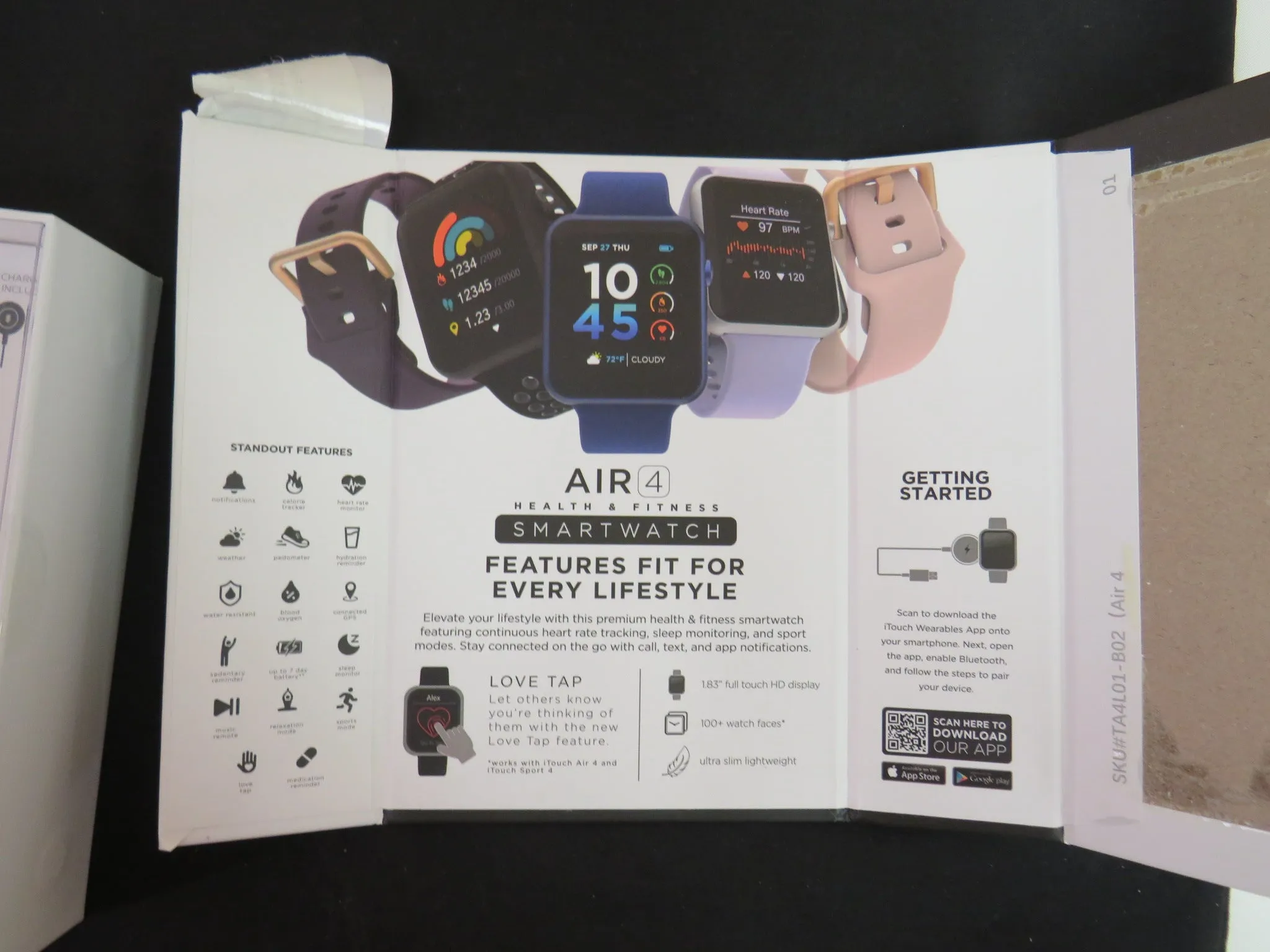 iTouch Air 4 Unisex Black Silicone Strap Smartwatch 46mm