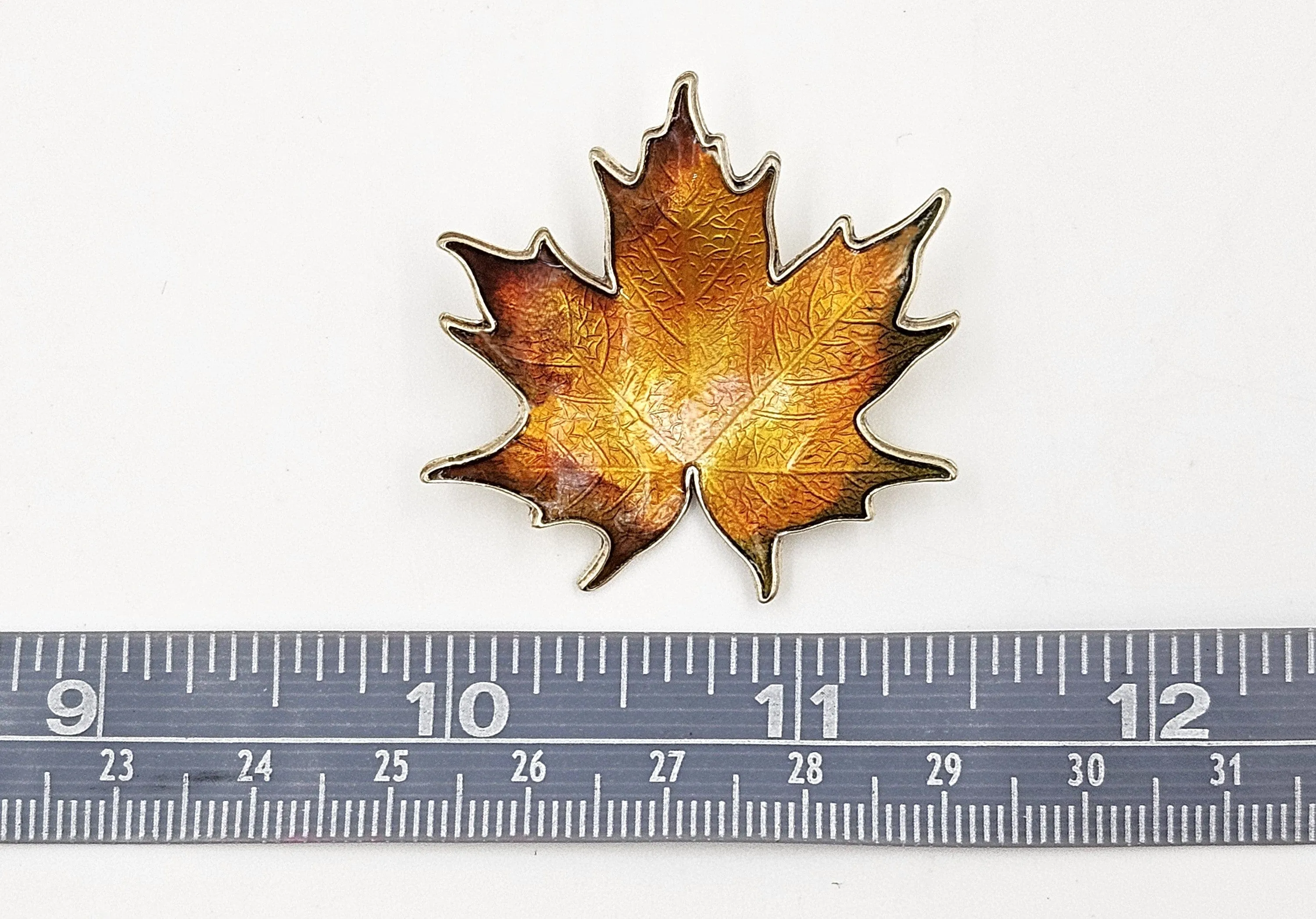 Jens E Jensen Hroar Prydz Norway Sterling Enamel Maple Leaf Brooch 1920s