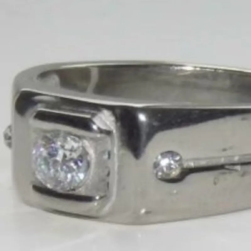 Jewellery Kingdom Mens 1 Carat Cubic Zirconia Stainless Steel Pinky Signet Ring