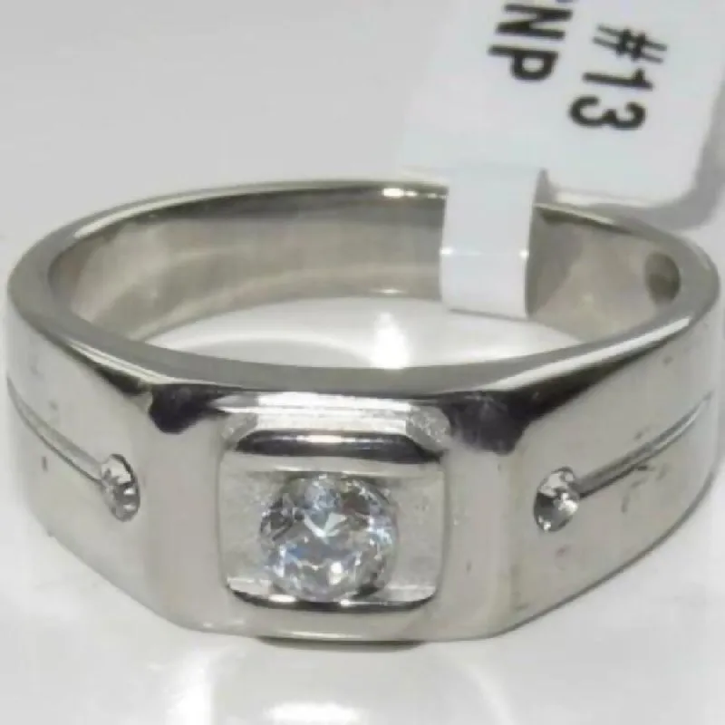 Jewellery Kingdom Mens 1 Carat Cubic Zirconia Stainless Steel Pinky Signet Ring
