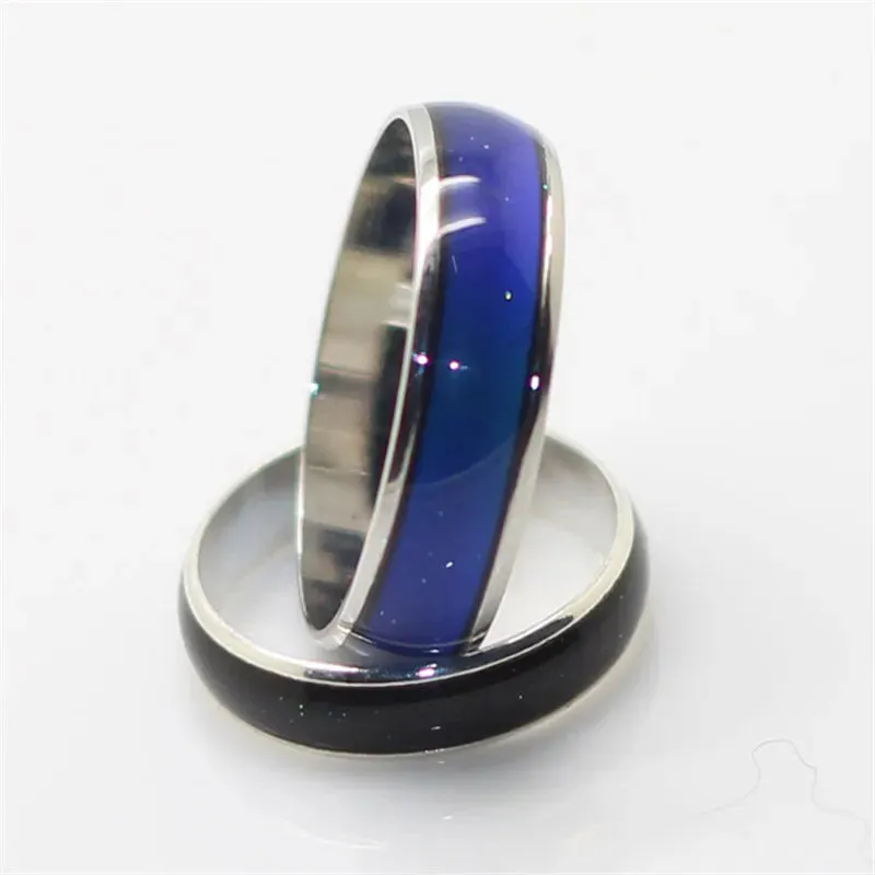 JUCHAO Anillos Mujer 6mm Smart Jewelry Stainless Ring Changing Color Mood Rings Feeling&Emotion Temperature Ring Gift  Anel