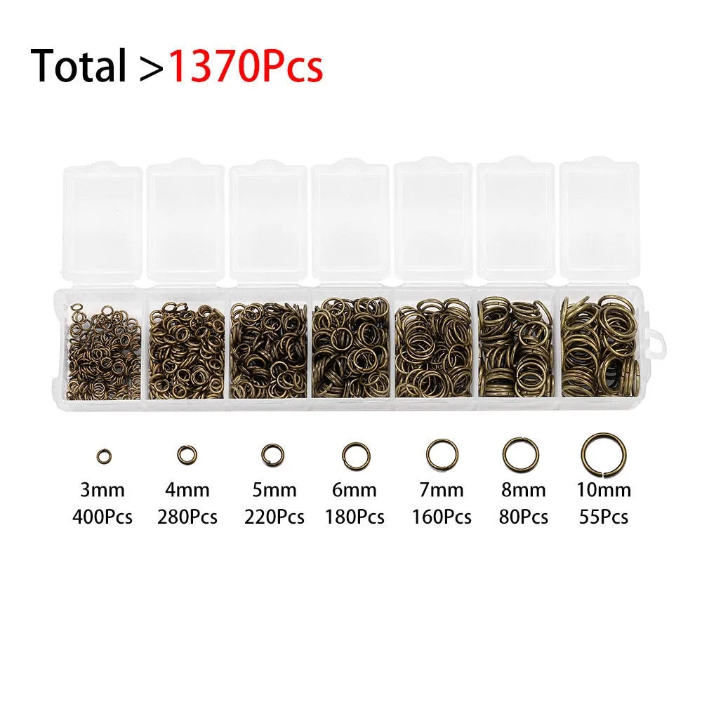 Jump ring starter kit, 1370pcs assorted sizes, Nickel free