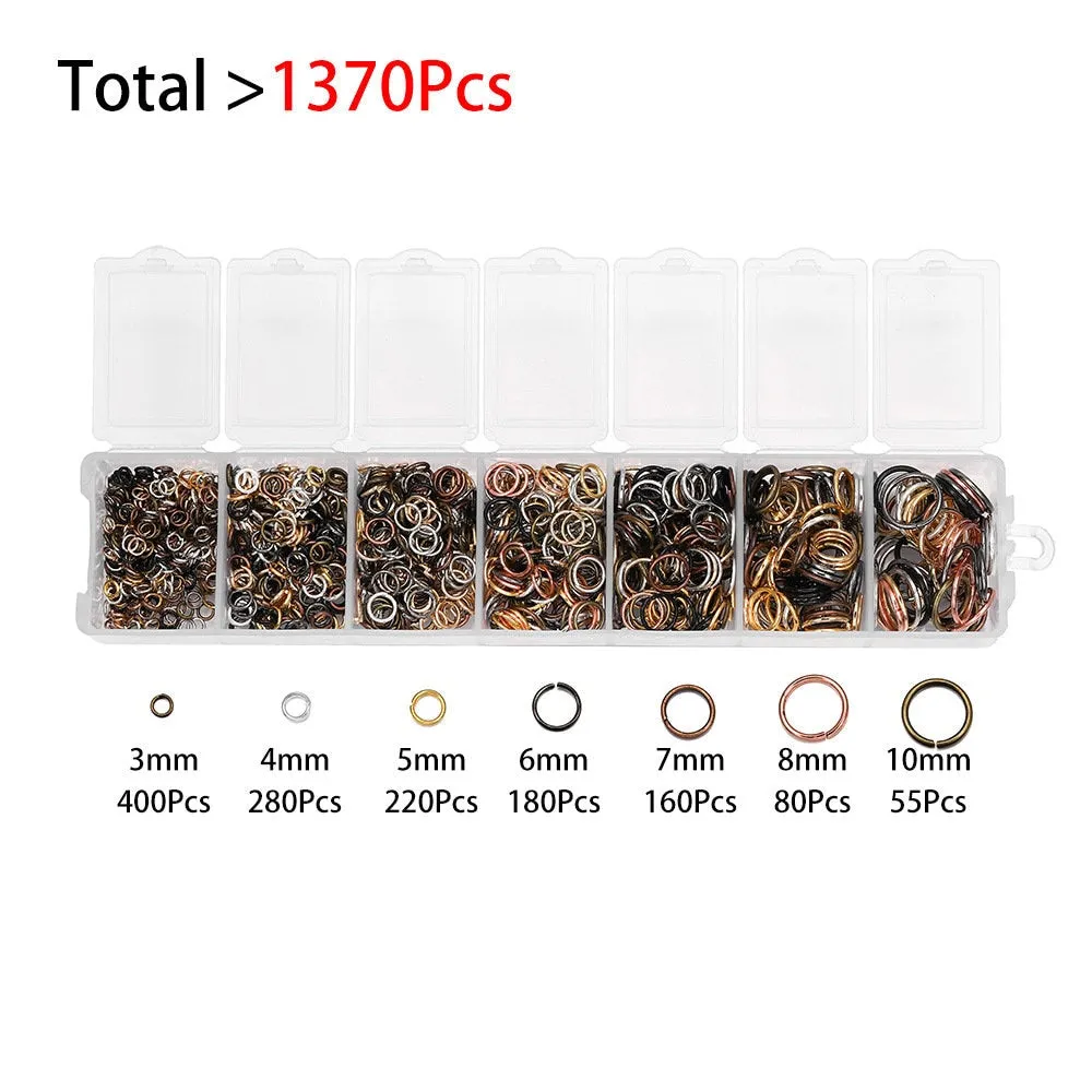 Jump ring starter kit, 1370pcs assorted sizes, Nickel free