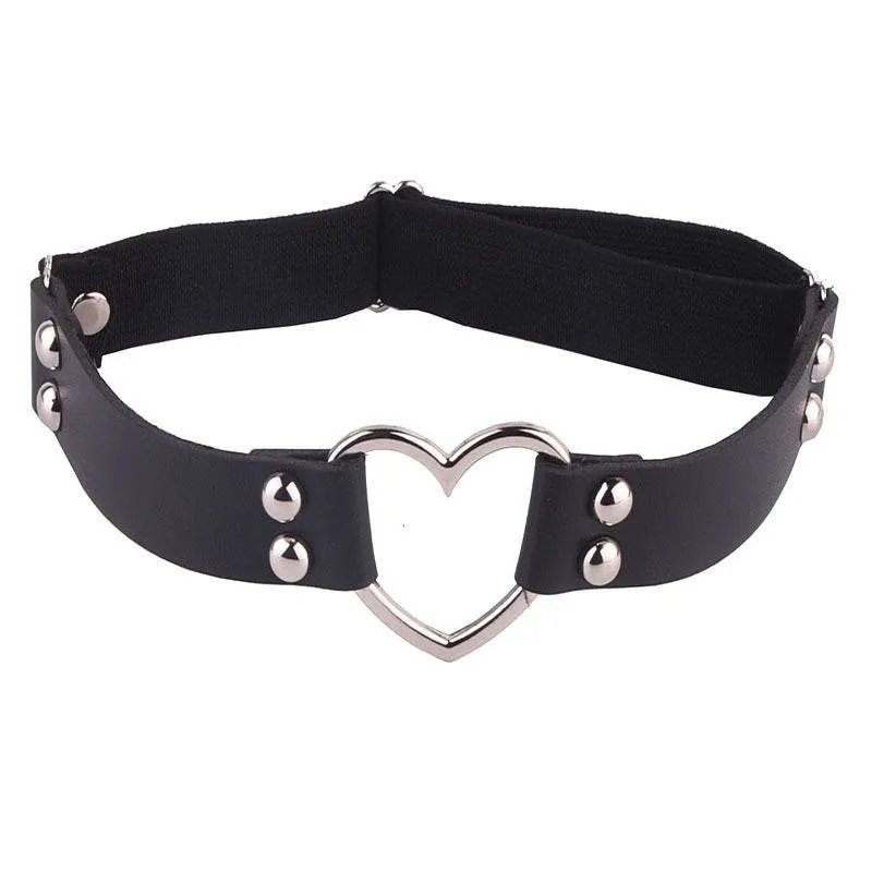 Leather Hand-studded Leg Loop Garter Belt