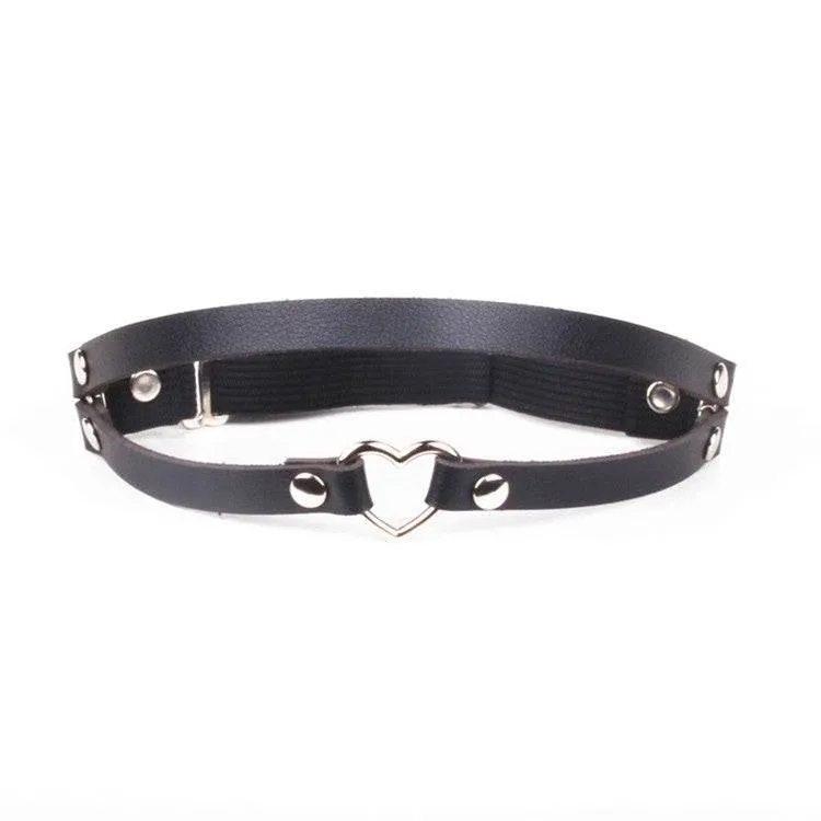Leather Hand-studded Leg Loop Garter Belt