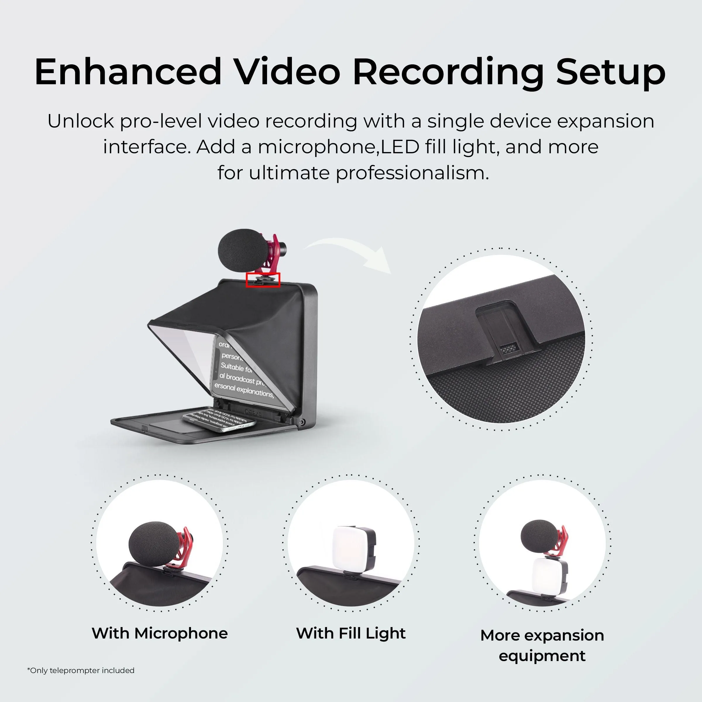 LENSGO TC7 8” Teleprompter for iPad Tablet Smartphone DSLR Camera w/Remote Control, APP Compatible with iOS & Android System for Online Teaching Vlog Live Streaming (TC7)