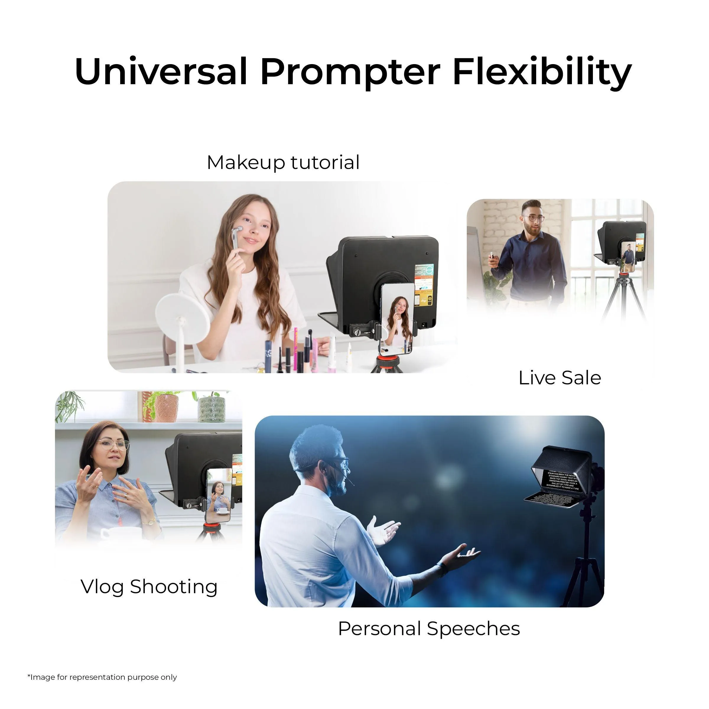 LENSGO TC7 8” Teleprompter for iPad Tablet Smartphone DSLR Camera w/Remote Control, APP Compatible with iOS & Android System for Online Teaching Vlog Live Streaming (TC7)