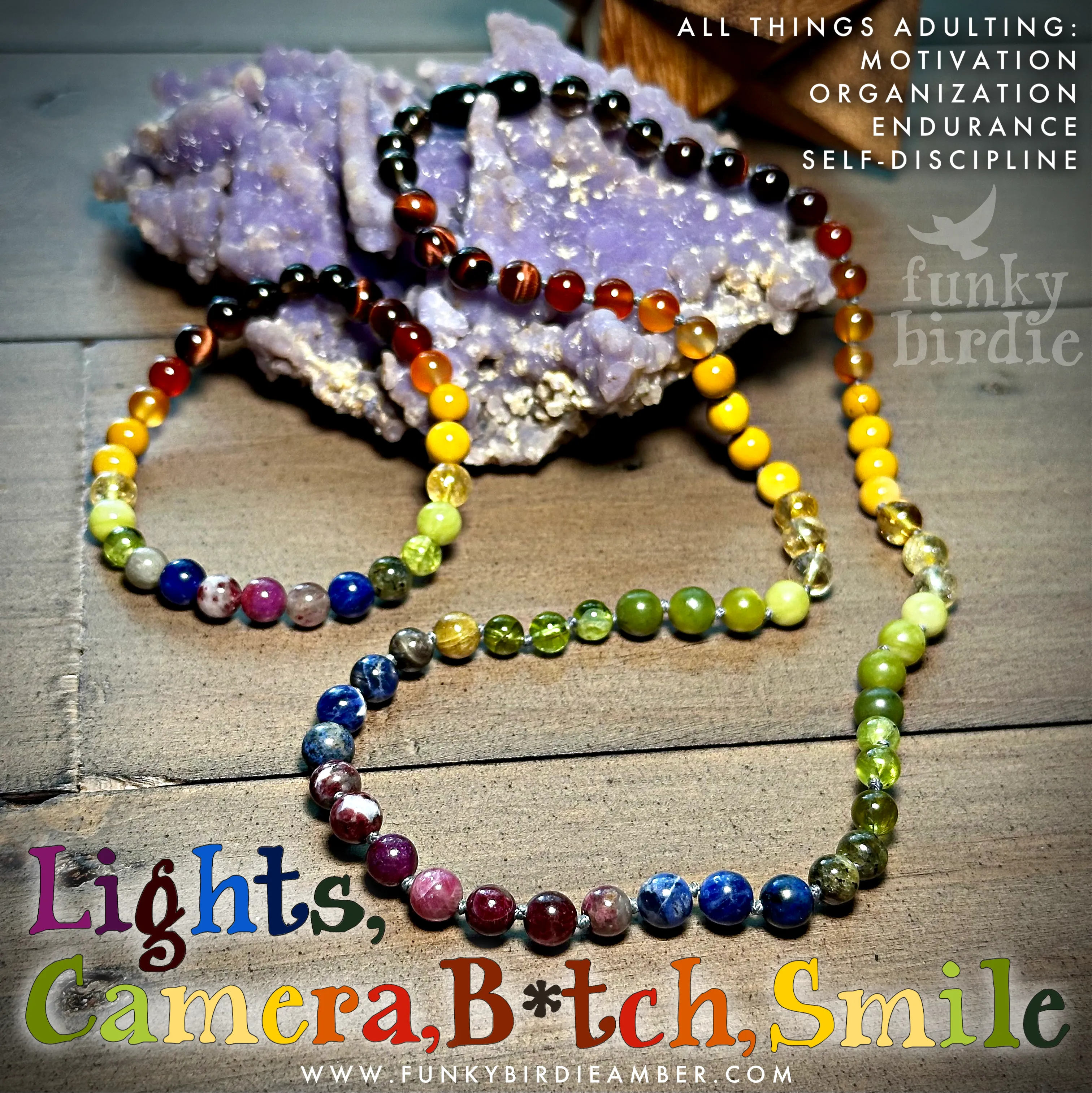 Lights, Camera, B*tch, Smile! Adulting Crystal Stretchy Stacker Bracelet
