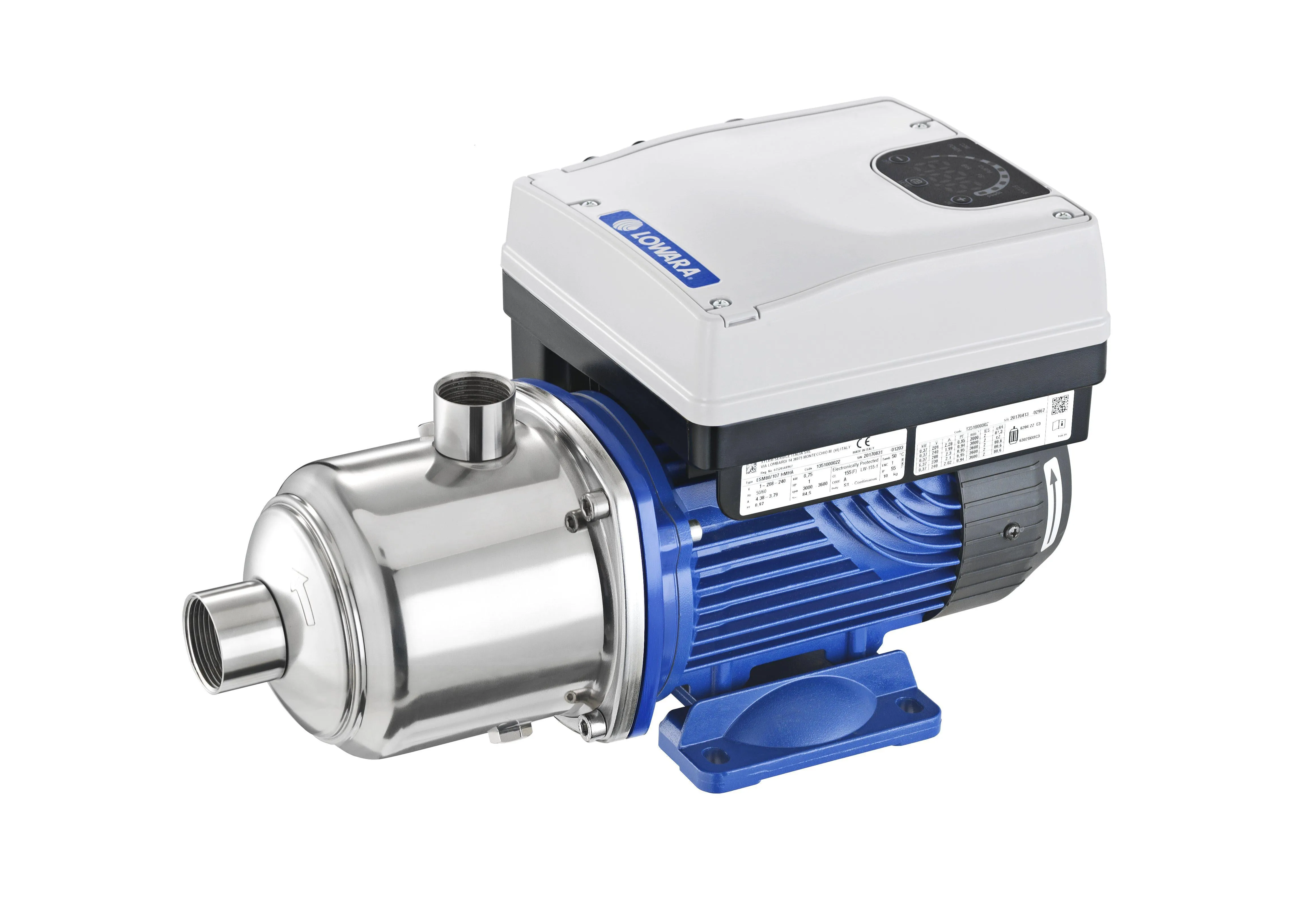Lowara 3HME07S 0.75kW Variable Speed Smart Pressure Pump with 8L Pressure Tank (Max 85LPM/760kPa)
