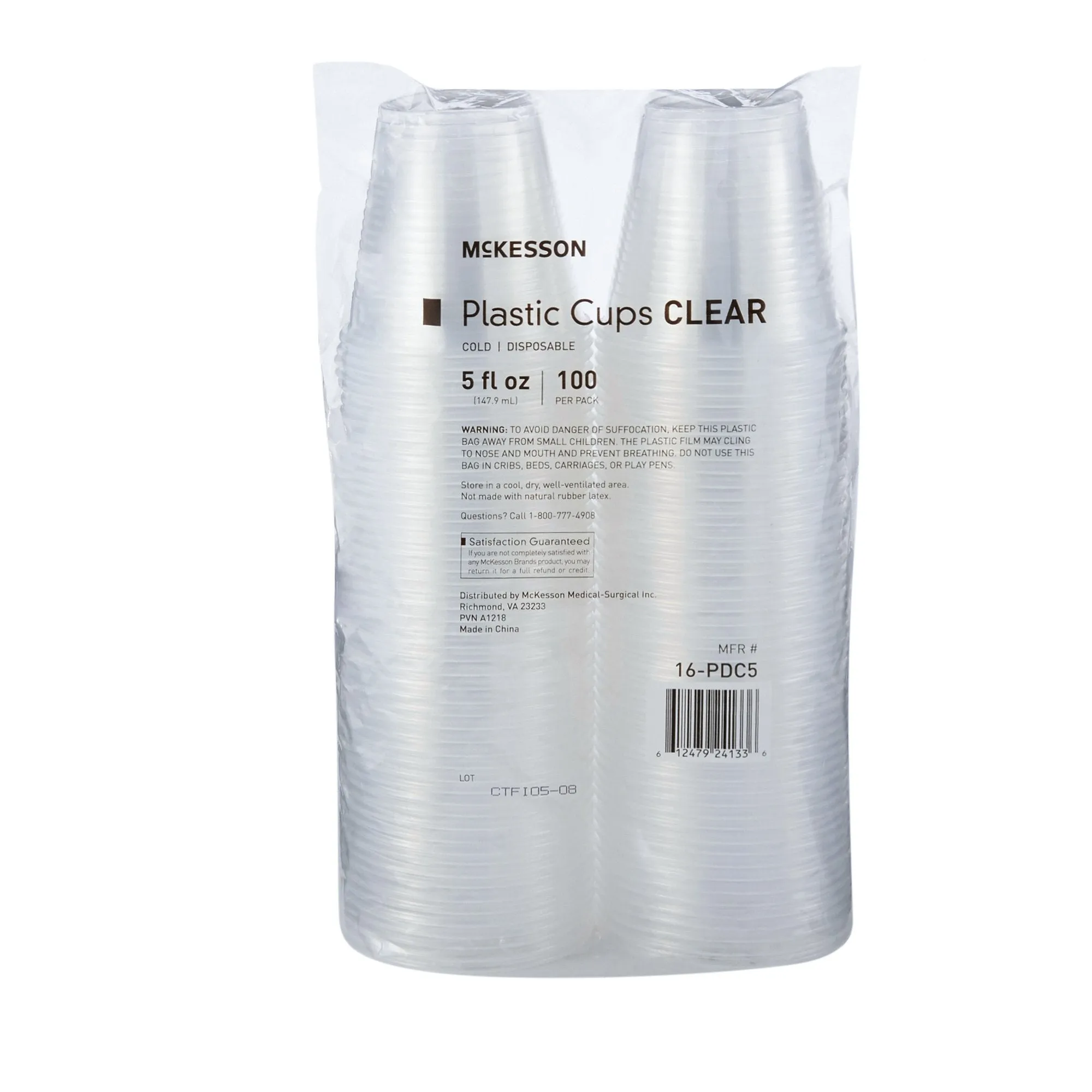 McKesson Disposable Polypropylene Drinking Cups, 5 oz., Clear