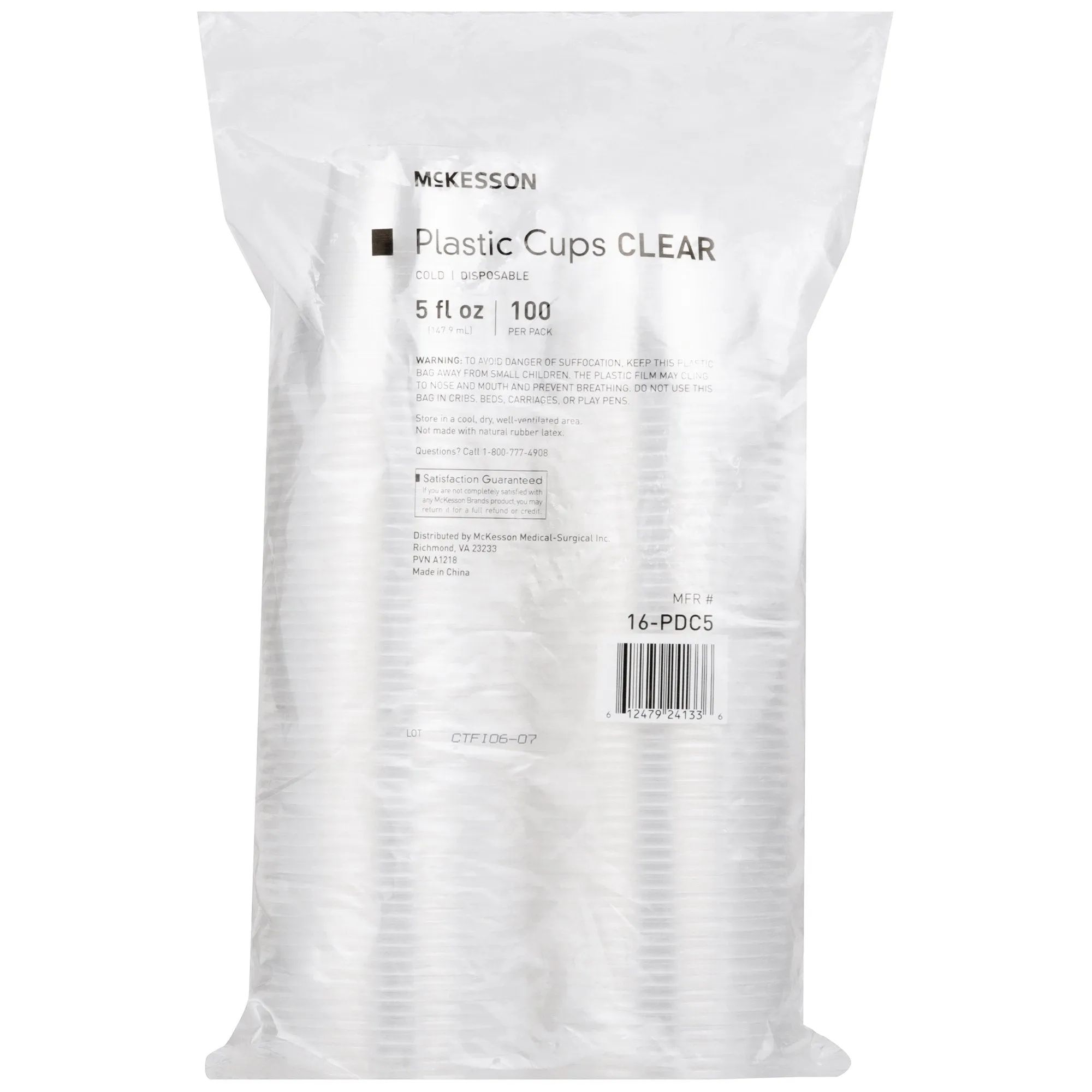 McKesson Disposable Polypropylene Drinking Cups, 5 oz., Clear