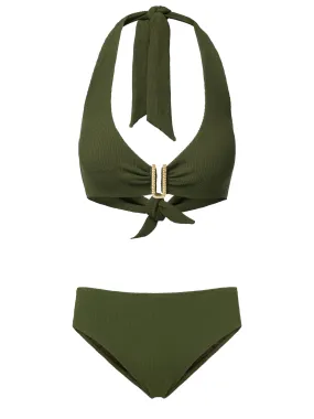 Melissa Top   Classic Midrise Bottom in Olive Texture