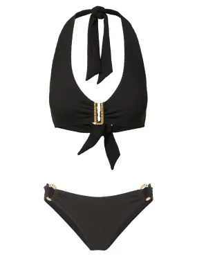 Melissa Top   Ring Trim Bottom in Black Texture