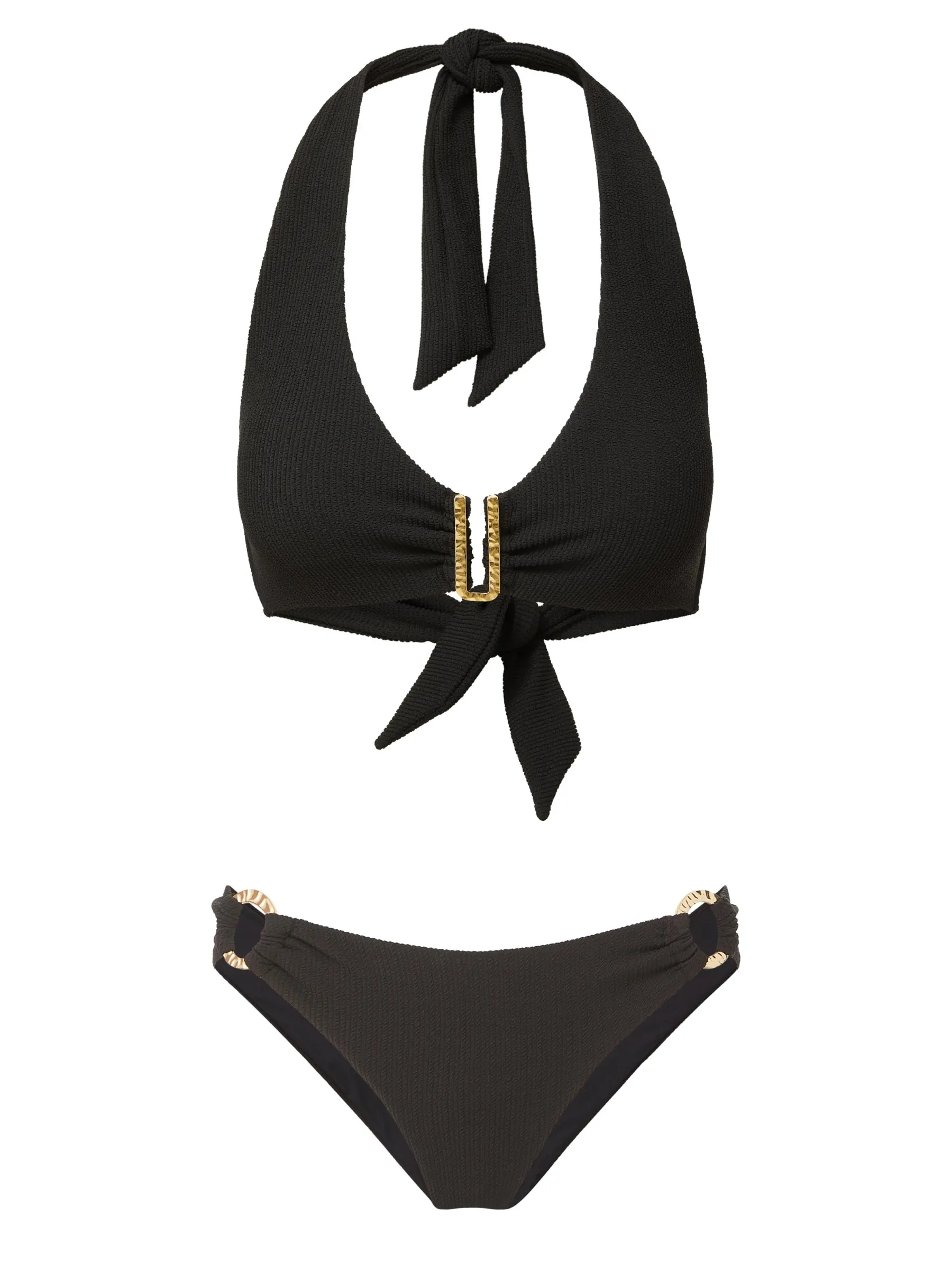 Melissa Top   Ring Trim Bottom in Black Texture