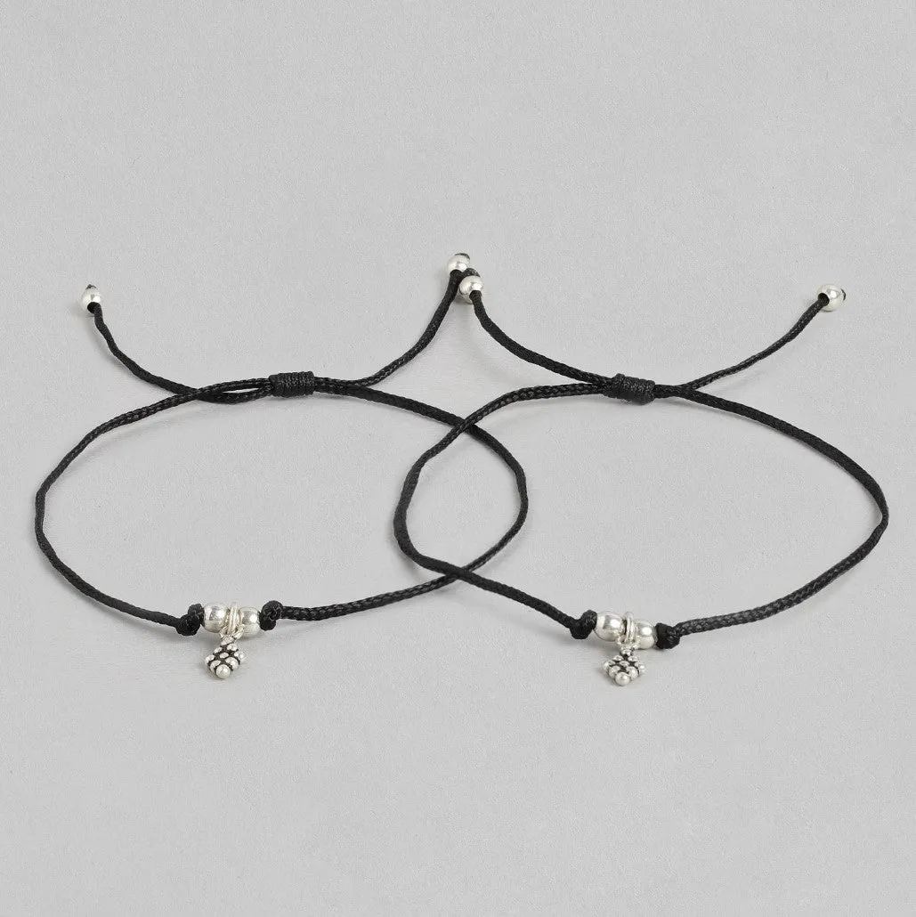 Minimal Rhodium Plated 925 Sterling Silver Thread Anklet