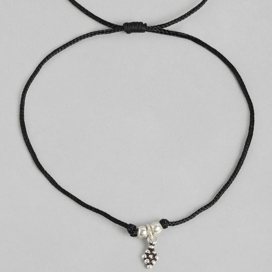 Minimal Rhodium Plated 925 Sterling Silver Thread Anklet