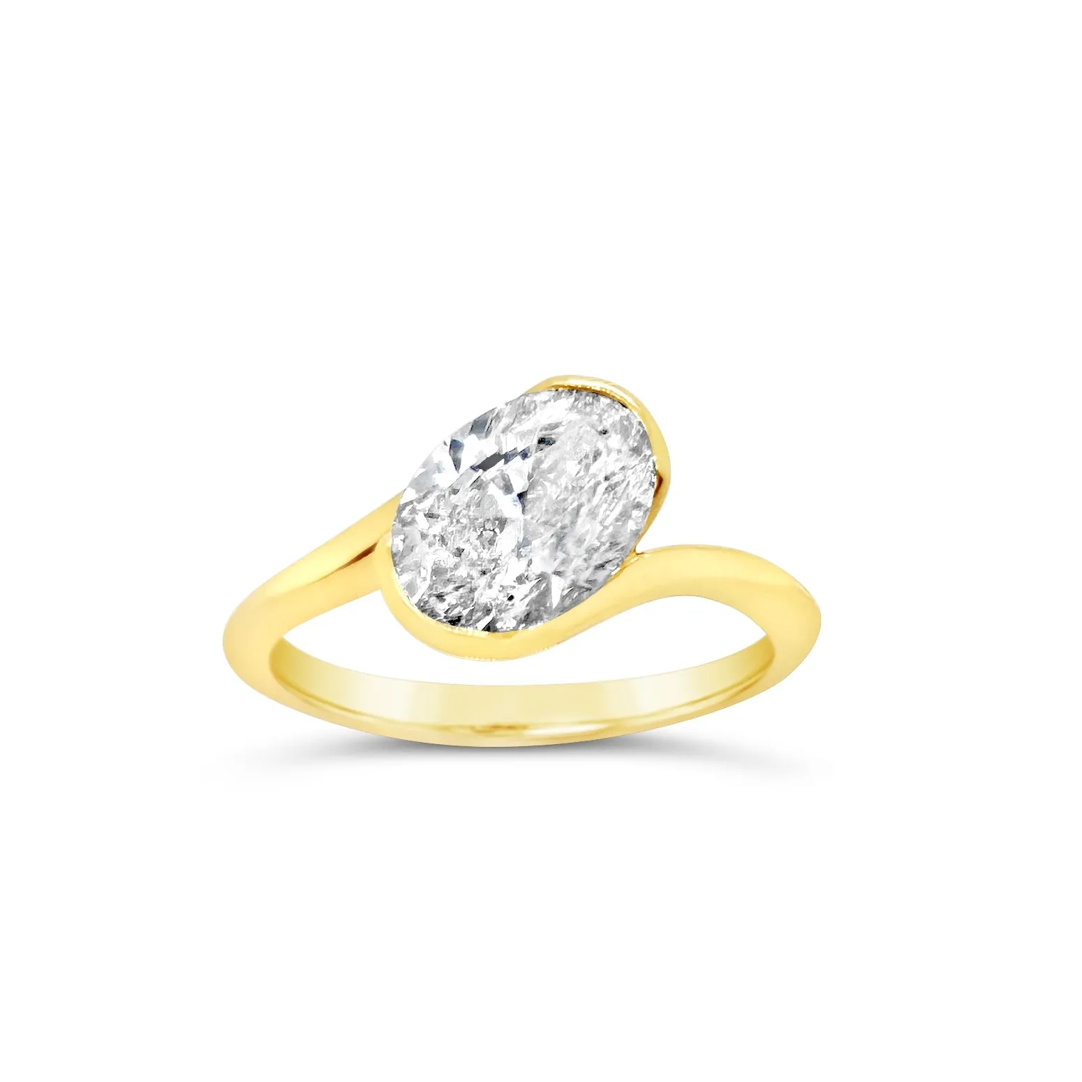 Modern Asymmetrical Demi-Bezel Engagement Ring