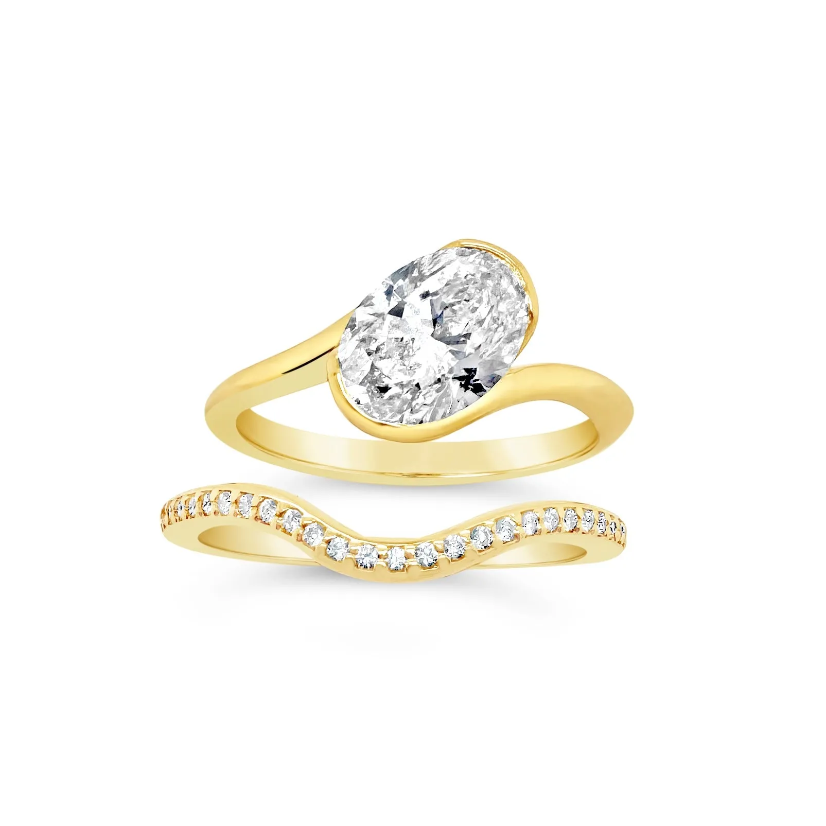 Modern Asymmetrical Demi-Bezel Engagement Ring