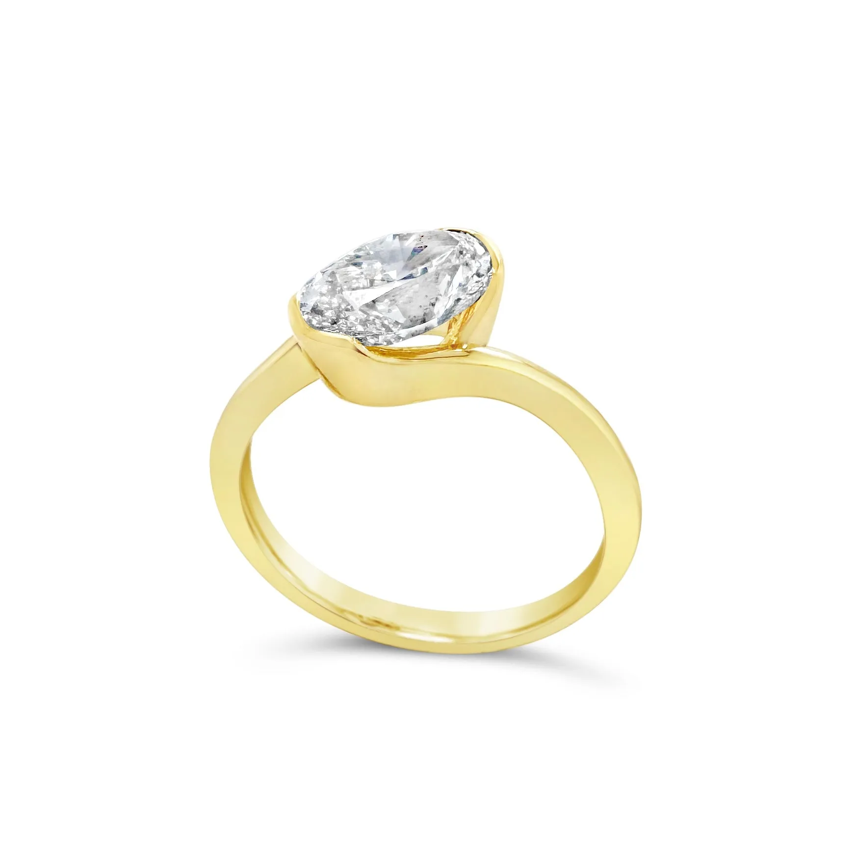 Modern Asymmetrical Demi-Bezel Engagement Ring