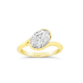 Modern Asymmetrical Demi-Bezel Engagement Ring