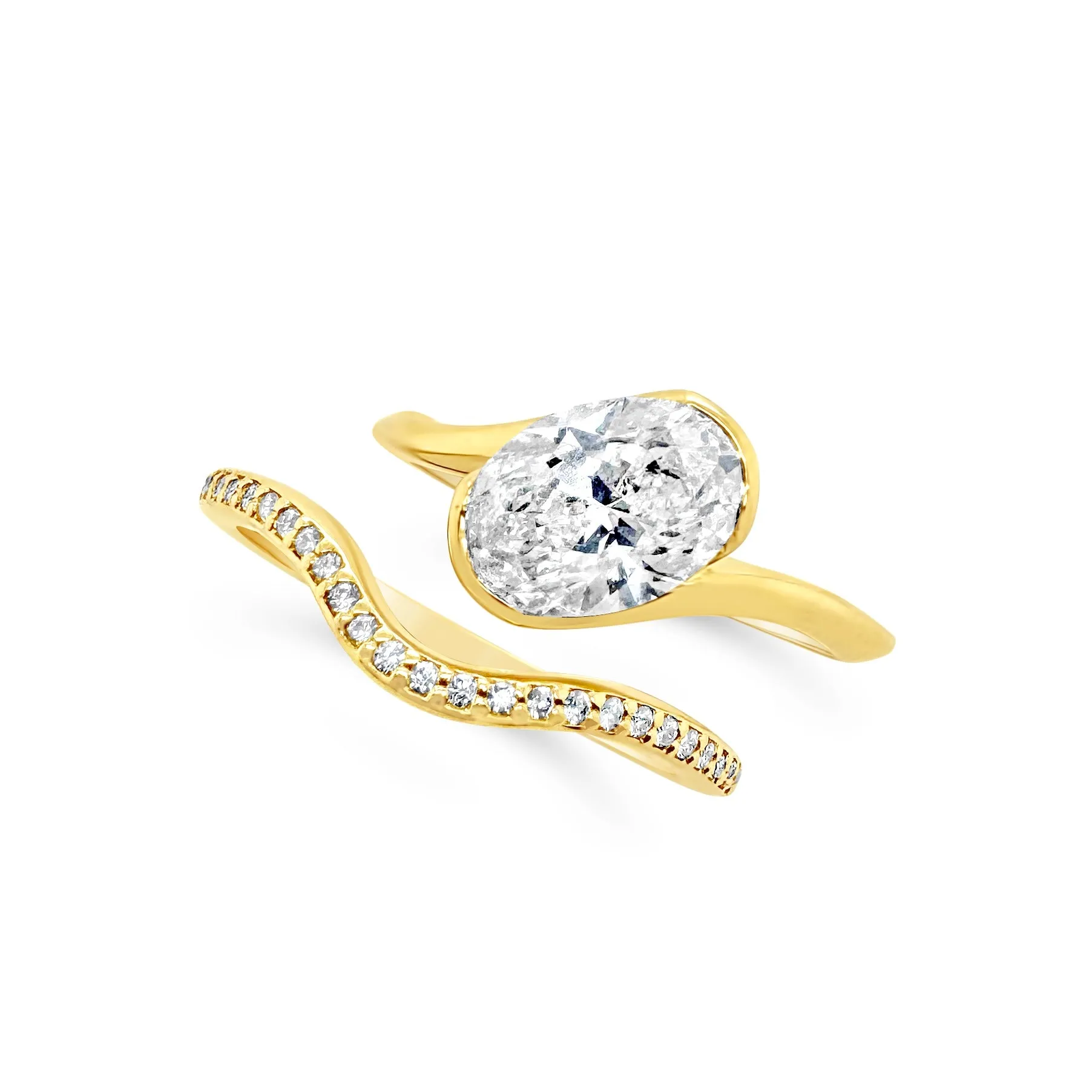 Modern Asymmetrical Demi-Bezel Engagement Ring
