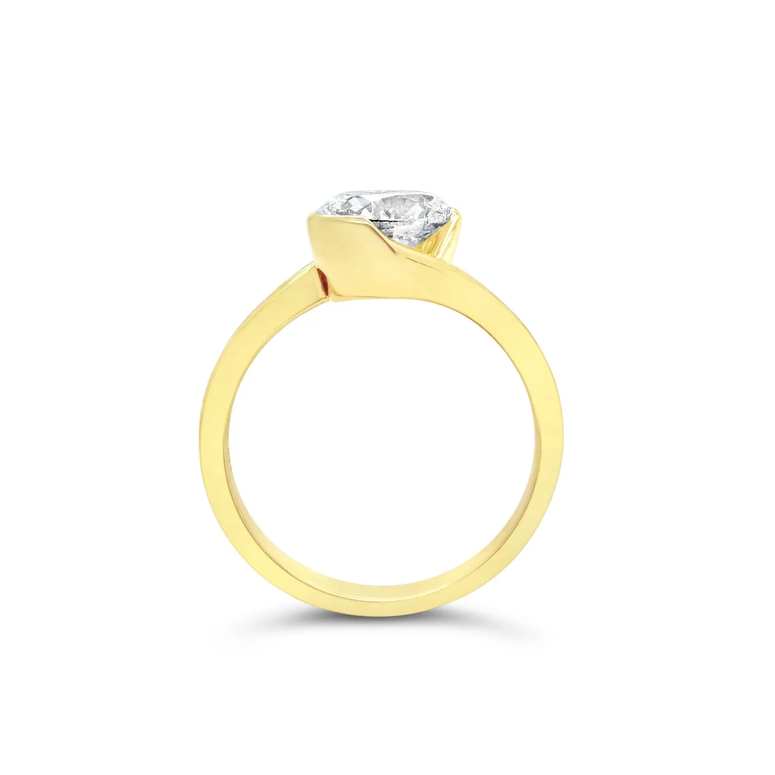 Modern Asymmetrical Demi-Bezel Engagement Ring