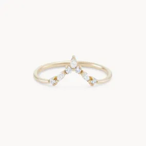 Moonbow ring - 14k yellow gold, white diamond