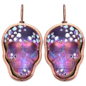 Mystic Crystal Skull Leverback Earrings (Copper Ox/Mystic Iridis)