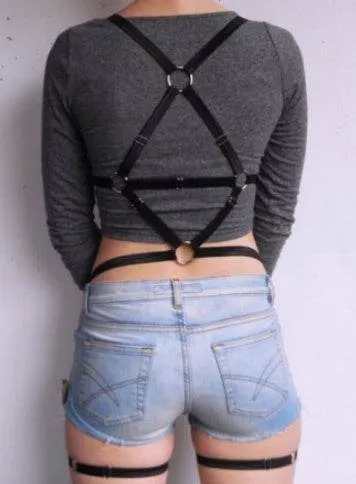 New fashion pastel goth O ring strap bust garter belt