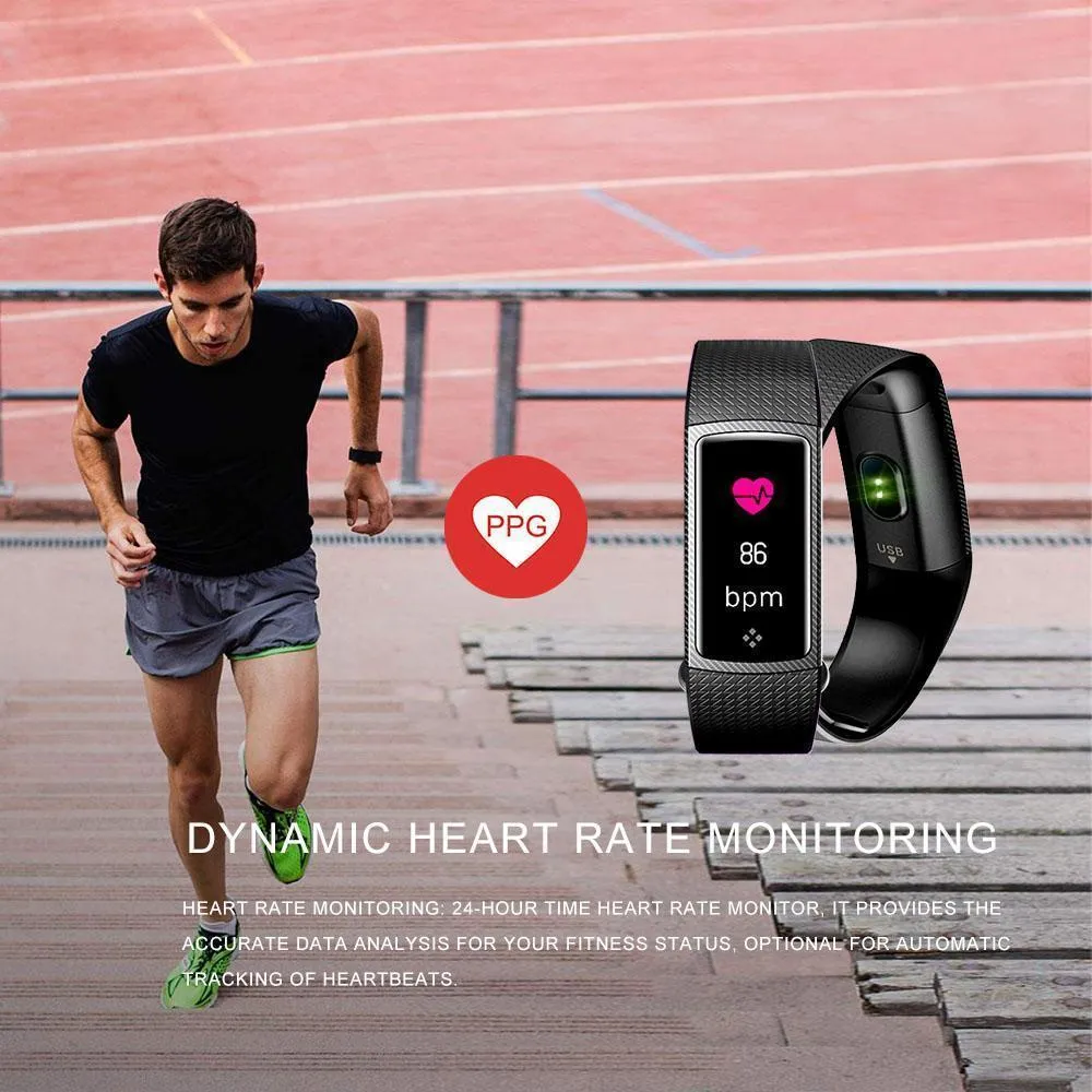 New Waterproof Colour LCD Screen Heart Rate Monitor Fitness Watch with Memory Activity Tracker Smart Band Bracelet