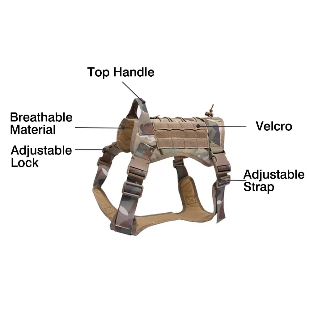 Nylon Tactical Dog Harness for Large Dogs