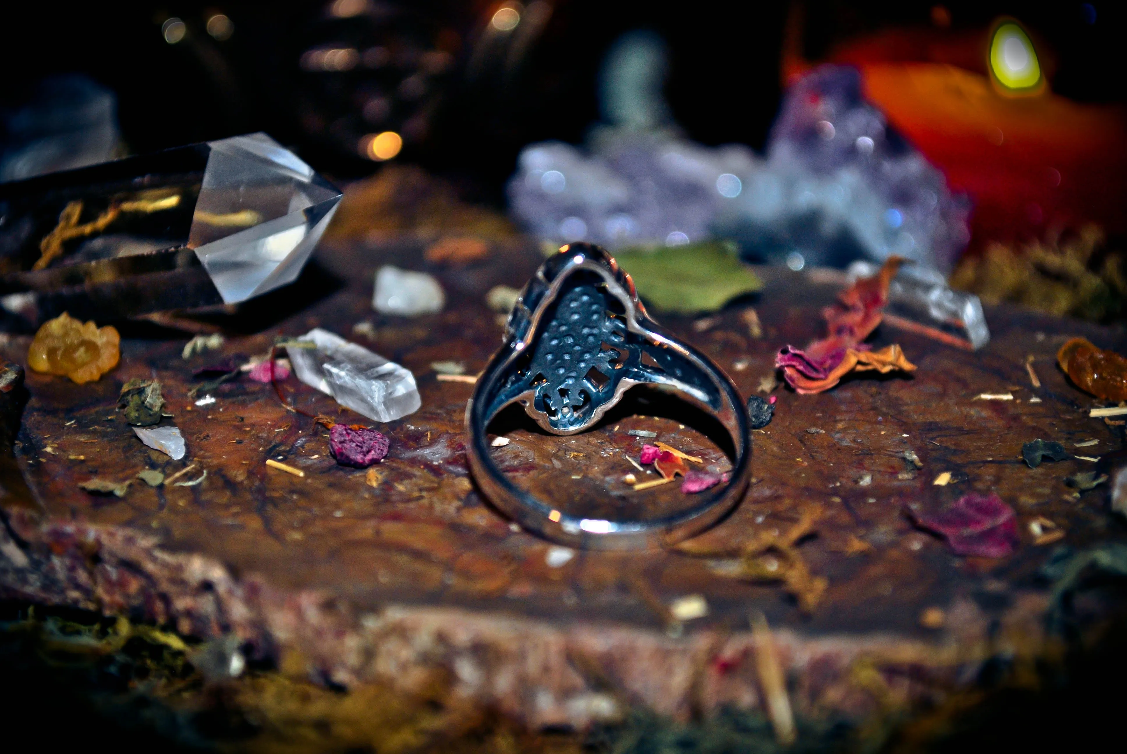 Samhain Gateway Necromancy Ring: Speak with the Dead & Harness Raw Energy! Enhance Wealth & Wisdom, Third Eye Activation - Sterling Silver .925, Sacred