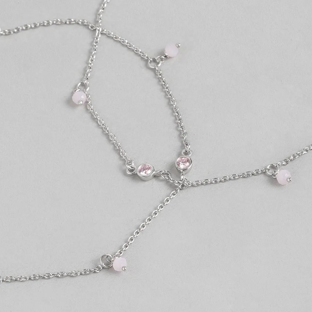Pearl & Stone CZ 925 Sterling Silver Anklet