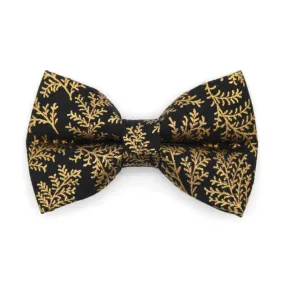 Pet Bow Tie - "Black Forest" - Gold Leaves on Black Cat Bow Tie / Christmas, Holiday, Wedding, New Year's / For Cats   Small Dogs (One Size)