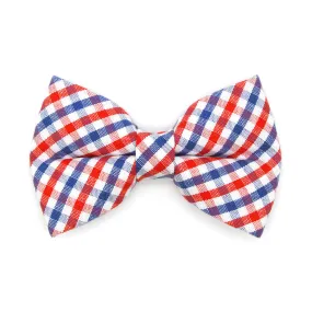 Pet Bow Tie - "Heritage" - Gingham Red White & Blue Plaid Cat Bow / 4th of July, Patriotic, Preppy, Independence Day / For Cats   Small Dogs (One Size)