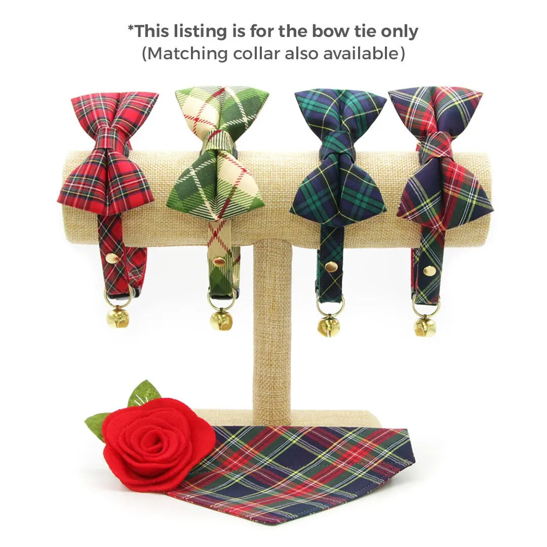 Pet Bow Tie - "Hunter" - Dark Green Tartan Plaid Cat Bow Tie / Christmas, Holiday, Winter, Scottish / For Cats   Small Dogs (One Size)