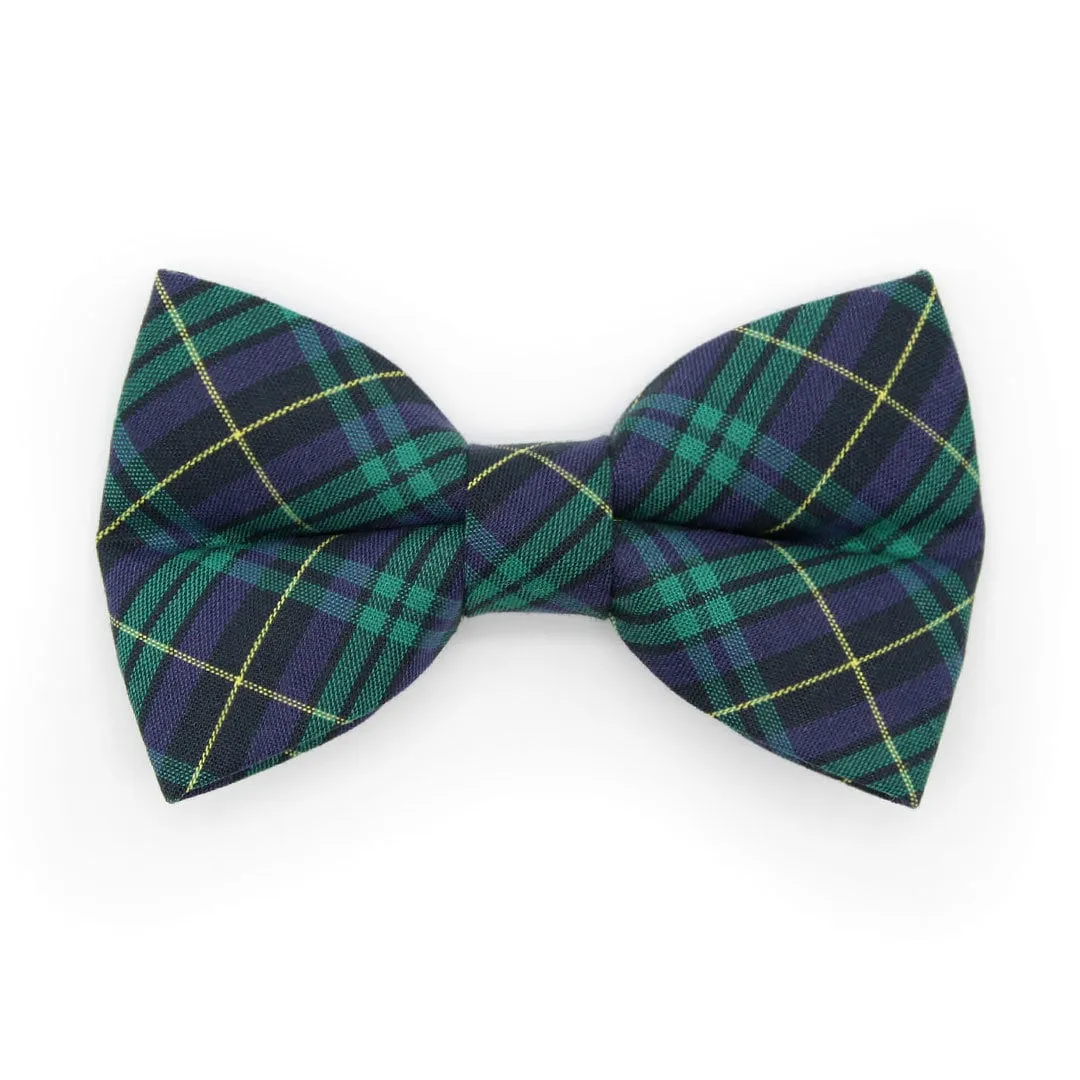 Pet Bow Tie - "Hunter" - Dark Green Tartan Plaid Cat Bow Tie / Christmas, Holiday, Winter, Scottish / For Cats   Small Dogs (One Size)